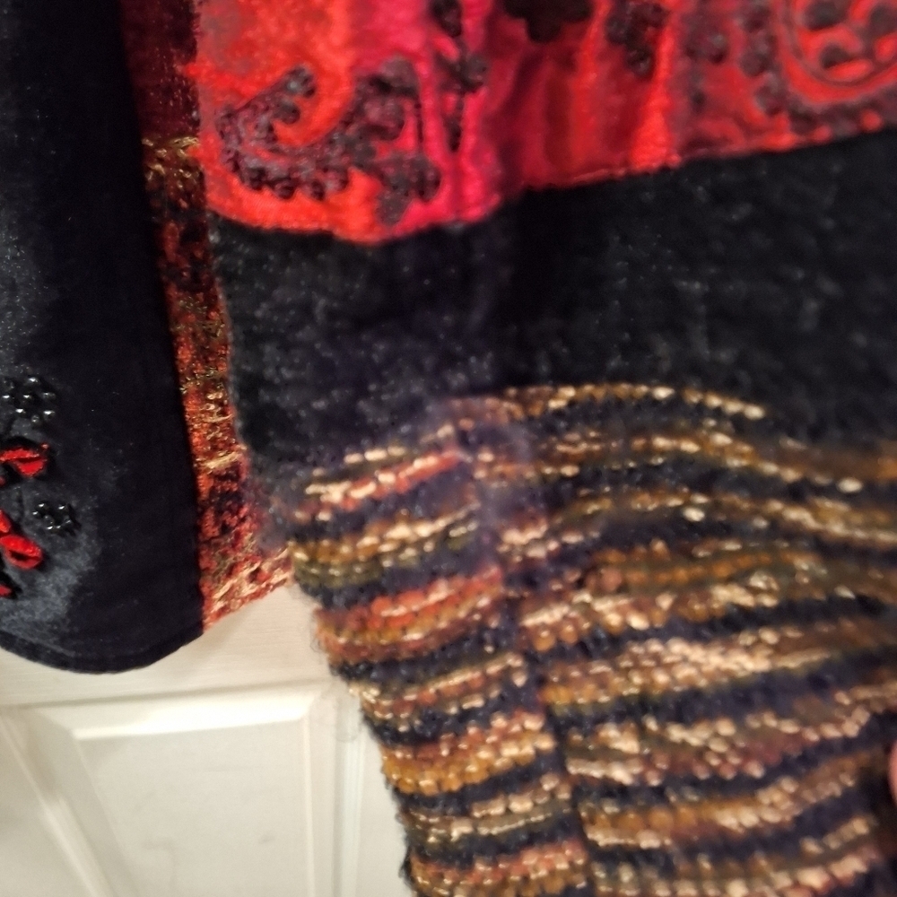 Timbuktu Station Black Red Patchwork Jacket Medium - Picture 5 of 7